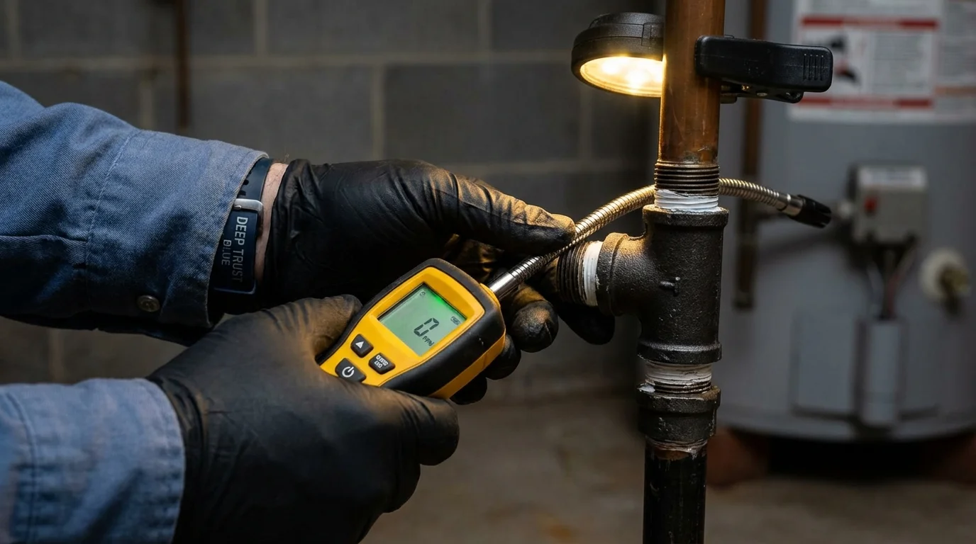 Gas leak detection with electronic sniffer by Johns Plumbing LLC in Elm Grove